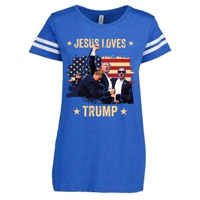 Jesus Loves Trump 2024 Donald Trump Rally 2024 Fist Enza Ladies Jersey Football T-Shirt