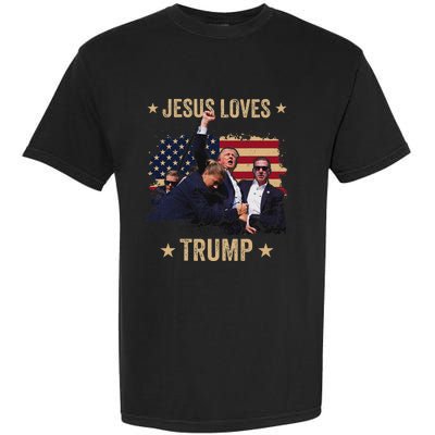 Jesus Loves Trump 2024 Rally Support Garment-Dyed Heavyweight T-Shirt