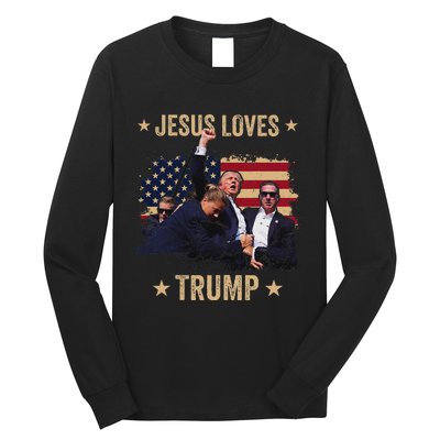 Jesus Loves Trump 2024 Rally Support Long Sleeve Shirt