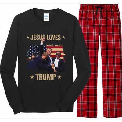 Jesus Loves Trump 2024 Rally Support Long Sleeve Pajama Set