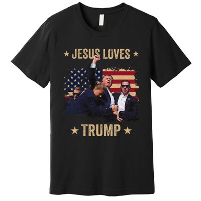 Jesus Loves Trump 2024 Rally Support Premium T-Shirt