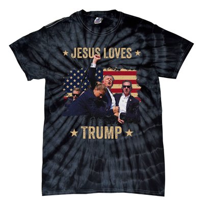 Jesus Loves Trump 2024 Rally Support Tie-Dye T-Shirt