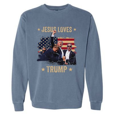 Jesus Loves Trump 2024 Rally Support Garment-Dyed Sweatshirt