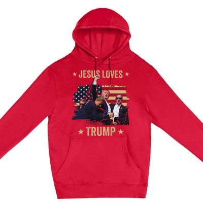 Jesus Loves Trump 2024 Rally Support Premium Pullover Hoodie