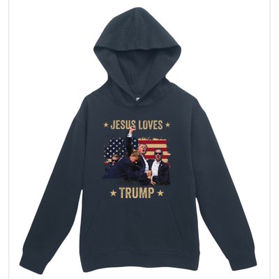 Jesus Loves Trump 2024 Rally Support Urban Pullover Hoodie