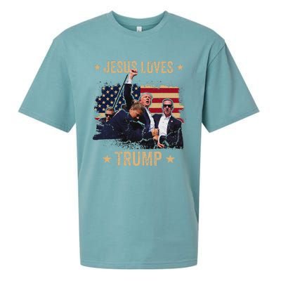 Jesus Loves Trump 2024 Rally Support Sueded Cloud Jersey T-Shirt