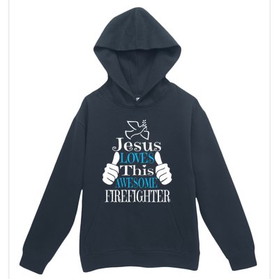 Jesus Loves This Awesome Firefighter Religious Christian Cute Gift Urban Pullover Hoodie