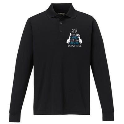 Jesus Loves This Awesome Principal Cute Religious Christian Funny Gift Performance Long Sleeve Polo