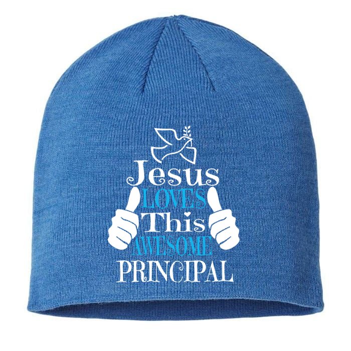 Jesus Loves This Awesome Principal Cute Religious Christian Funny Gift Sustainable Beanie