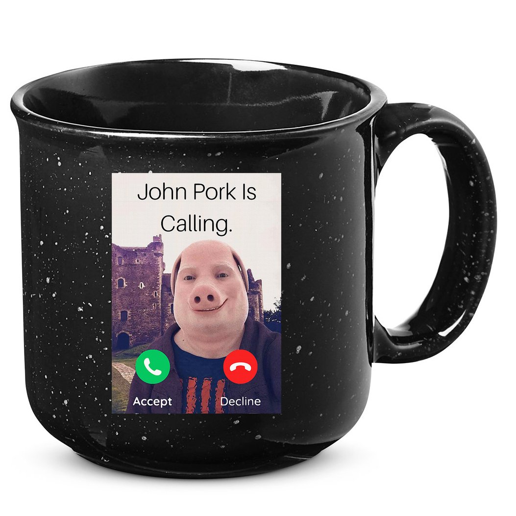 John Pork Is Calling Fuuny Answer Call Phone  15oz Campfire Ceramic Mug