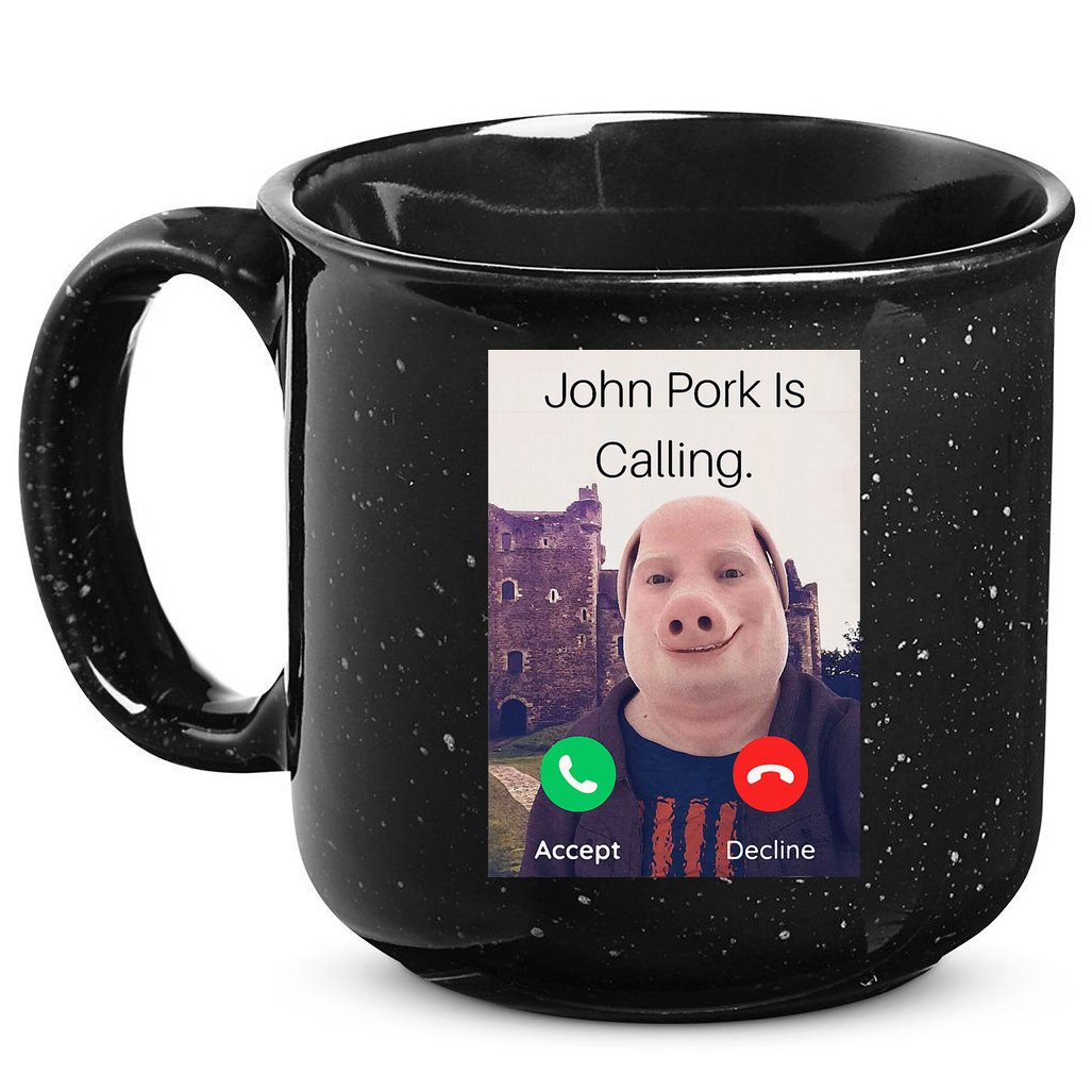 John Pork Is Calling Fuuny Answer Call Phone  15oz Campfire Ceramic Mug