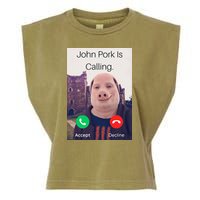 John Pork Is Calling Fuuny Answer Call Phone  Garment-Dyed Women's Muscle Tee