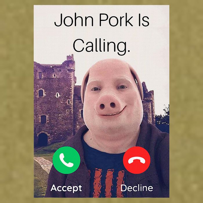 John Pork Is Calling Fuuny Answer Call Phone  Garment-Dyed Women's Muscle Tee
