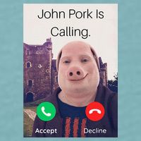 John Pork Is Calling Fuuny Answer Call Phone  Sueded Cloud Jersey T-Shirt