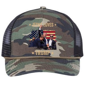 Jesus Loves Trump 2024 Donald Trump Rally 2024 Fist Retro Rope Trucker Hat Cap