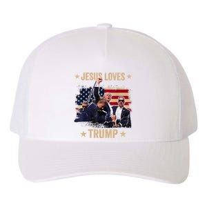 Jesus Loves Trump 2024 Donald Trump Rally 2024 Fist Yupoong Adult 5-Panel Trucker Hat