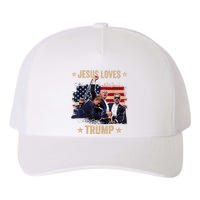 Jesus Loves Trump 2024 Donald Trump Rally 2024 Fist Yupoong Adult 5-Panel Trucker Hat