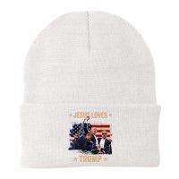 Jesus Loves Trump 2024 Donald Trump Rally 2024 Fist Knit Cap Winter Beanie