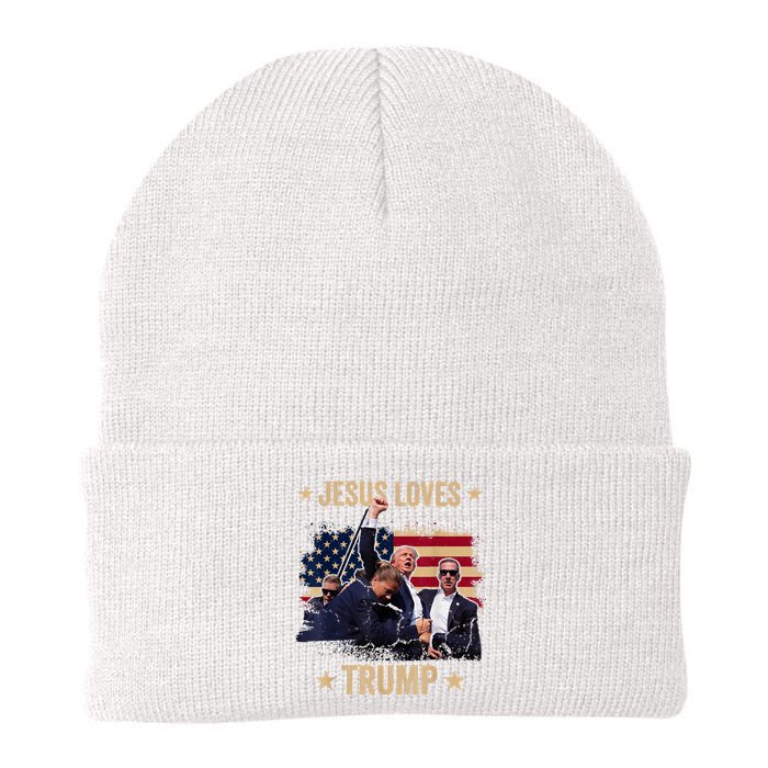 Jesus Loves Trump 2024 Donald Trump Rally 2024 Fist Knit Cap Winter Beanie