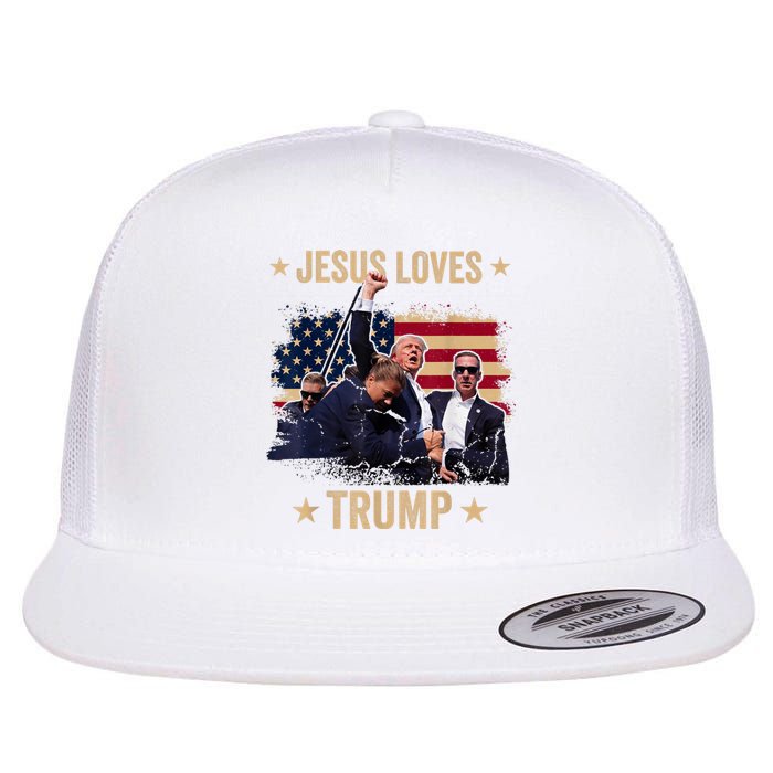 Jesus Loves Trump 2024 Donald Trump Rally 2024 Fist Flat Bill Trucker Hat