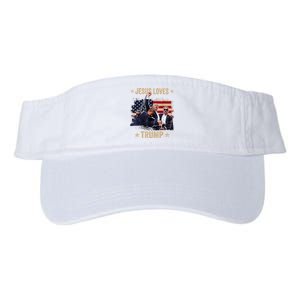 Jesus Loves Trump 2024 Donald Trump Rally 2024 Fist Valucap Bio-Washed Visor