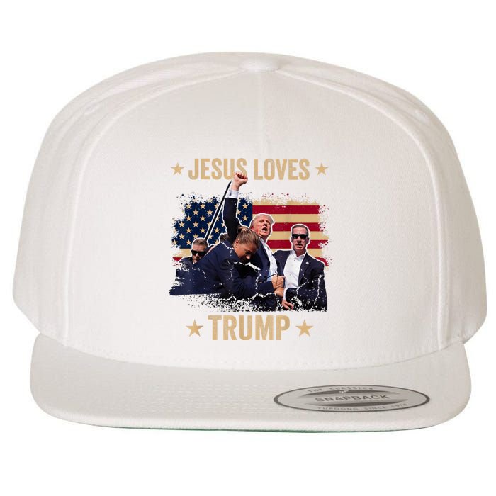 Jesus Loves Trump 2024 Donald Trump Rally 2024 Fist Wool Snapback Cap