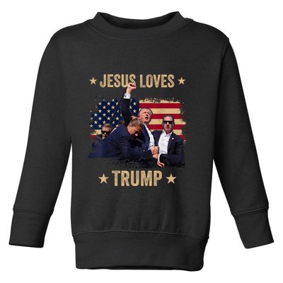 Jesus Loves Trump 2024 Donald Trump Rally 2024 Fist Toddler Sweatshirt