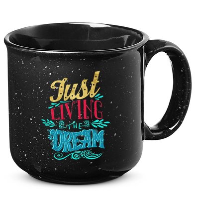 Just Living The Dream Modern Calligraphy Style 15oz Campfire Ceramic Mug
