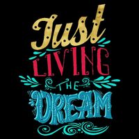 Just Living The Dream Modern Calligraphy Style Flat Bill Trucker Hat