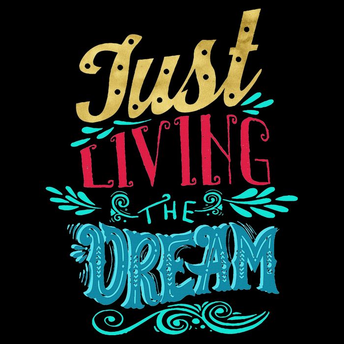 Just Living The Dream Modern Calligraphy Style Flat Bill Trucker Hat