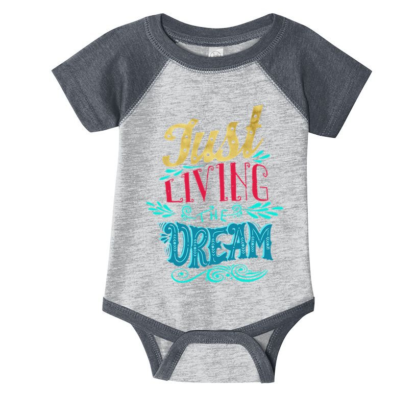 Just Living The Dream Modern Calligraphy Style Infant Baby Jersey Bodysuit