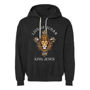 Jesus Lion The Lion Of Judah Revelations 5 Garment-Dyed Fleece Hoodie