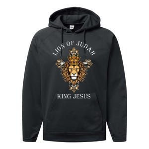 Jesus Lion The Lion Of Judah Revelations 5 Performance Fleece Hoodie