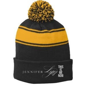 Jennifer Lopez This Is Me Now Stripe Pom Pom Beanie