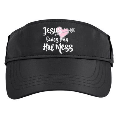 Jesus Loves This Hot Mess Funny Adult Drive Performance Visor