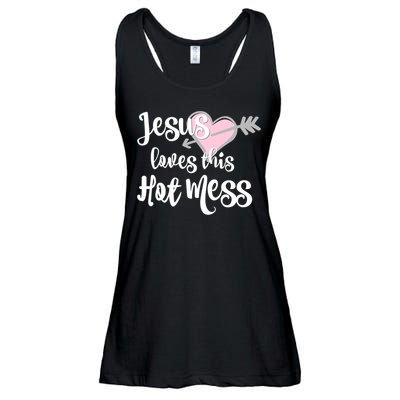 Jesus Loves This Hot Mess Funny Ladies Essential Flowy Tank