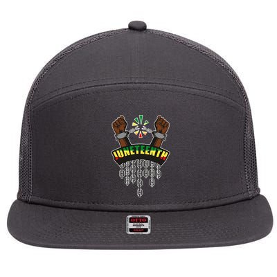 Juneteenth Locked Up Hands Freedom 7 Panel Mesh Trucker Snapback Hat