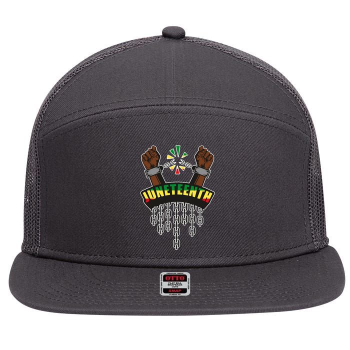 Juneteenth Locked Up Hands Freedom 7 Panel Mesh Trucker Snapback Hat