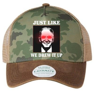 Just Like We Drew It Up Funny Sarcastic Joe Biden Legacy Tie Dye Trucker Hat