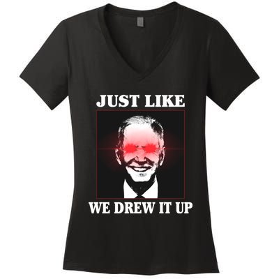 Just Like We Drew It Up Funny Sarcastic Joe Biden Women's V-Neck T-Shirt