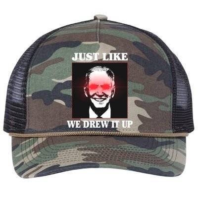 Just Like We Drew It Up Funny Sarcastic Joe Biden Retro Rope Trucker Hat Cap