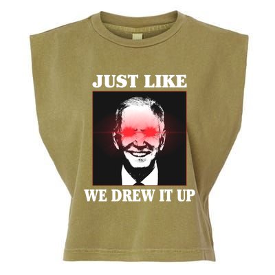 Just Like We Drew It Up Funny Sarcastic Joe Biden Garment-Dyed Women's Muscle Tee