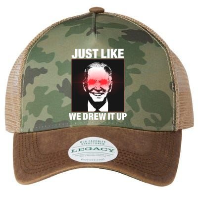Just Like We Drew It Up Funny Sarcastic Joe Biden Legacy Tie Dye Trucker Hat