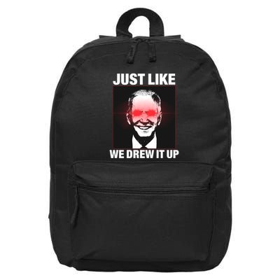 Just Like We Drew It Up Funny Sarcastic Joe Biden 16 in Basic Backpack