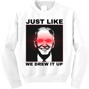 Just Like We Drew It Up Funny Sarcastic Joe Biden Kids Sweatshirt