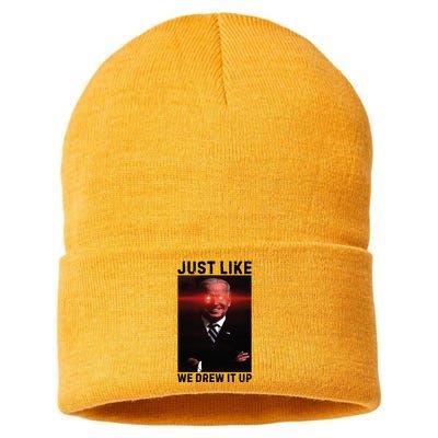 Just Like We Drew It Up Funny Sarcastic Joe Biden Sustainable Knit Beanie