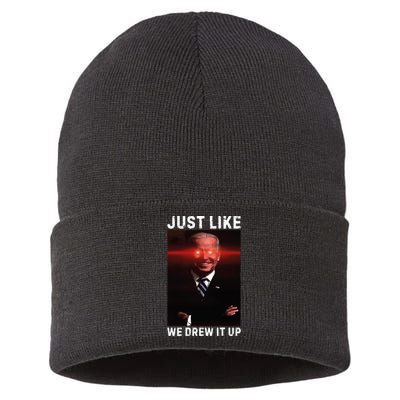 Just Like We Drew It Up Funny Sarcastic Joe Biden Sustainable Knit Beanie