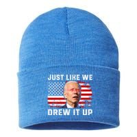 Just Like We Drew It Up Funny Sarcastic Joe Biden Sustainable Knit Beanie