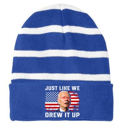 Just Like We Drew It Up Funny Sarcastic Joe Biden Striped Beanie with Solid Band