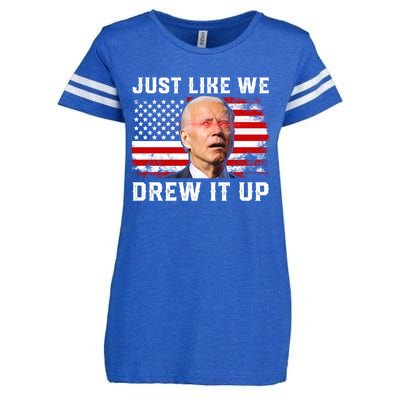 Just Like We Drew It Up Funny Sarcastic Joe Biden Enza Ladies Jersey Football T-Shirt